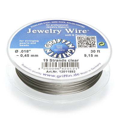 Griffin Jewellery Wire diameter 0.45 mm, 19 strands, length 9.15 metres, stainless steel with nylon sheathing 