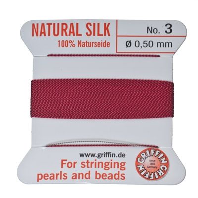 Pearl silk, natural silk, 0.50 mm, colour: garnet red, 2 m 