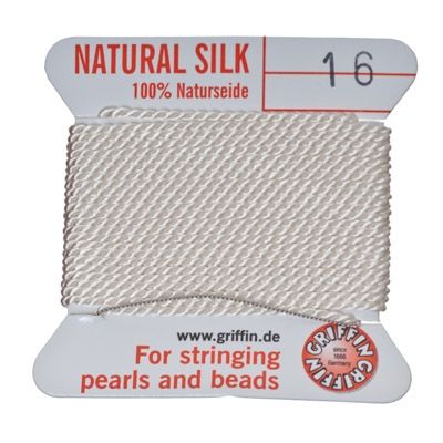 Pearl silk, natural silk, 1.05 mm, white, 2 m 