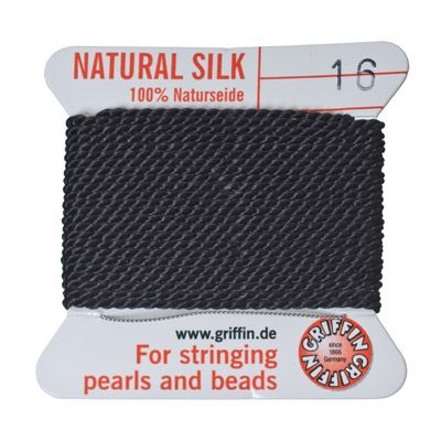 Pearl silk, natural silk, 1.05 mm, black, 2 m 