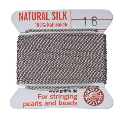 Pearl silk, natural silk, 1.05 mm, grey, 2 m 