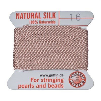 Pearl silk, natural silk, 1.05 mm, light pink, 2 m 