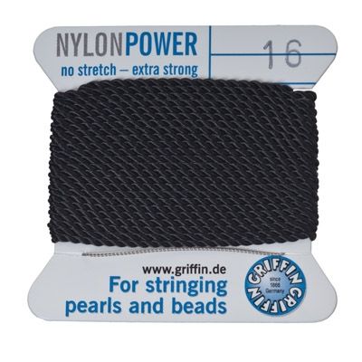Fil perlé, Nylon Power, 1,05 mm, noir, 2 m 