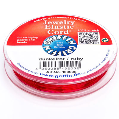 Griffin Jewelry Elastic Cord, diamètre 1,0 mm, longueur 25 m, couleur rouge foncé 