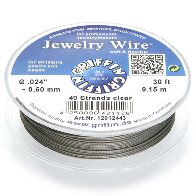 Griffin Jewellery Wire diameter 0.60 mm, 49 strands, length 9.15 metres, stainless steel with nylon sheathing 