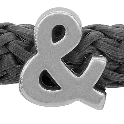 Grip-It Slider punctuation mark &, for ribbons up to 5mm diameter, silver plated 