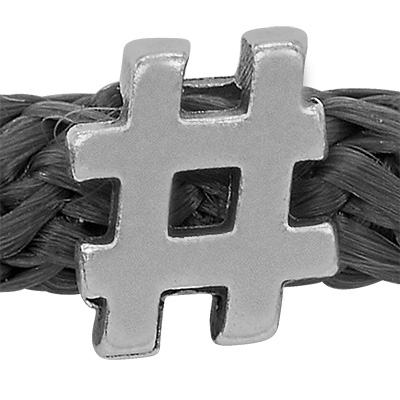 Grip-It Slider punctuation mark #, for ribbons up to 5mm diameter, silver plated 