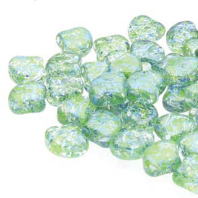 Matubo Ginko Perlen, 7,5 x 7,5 mm, Farbe: Confetti Splash Blue Green, Röhrchen mit ca. 22 gr 