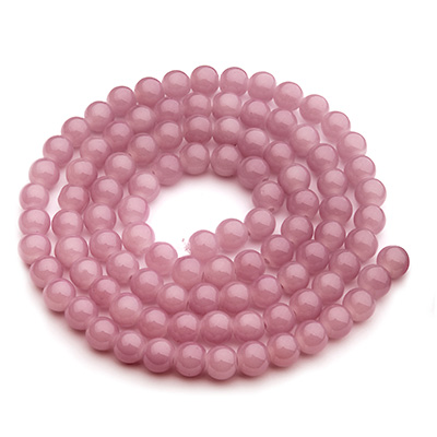 Glass beads, Jade look, Ball, light coral, Diameter 4 mm, strand with approx. 200 beads 