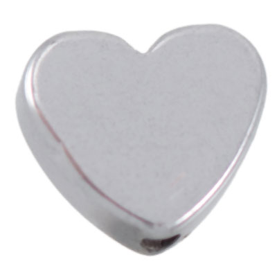 Brin de perles d'hématite, cœur, 6 x 6 mm, argenté galvanisé, longueur environ 39 cm 