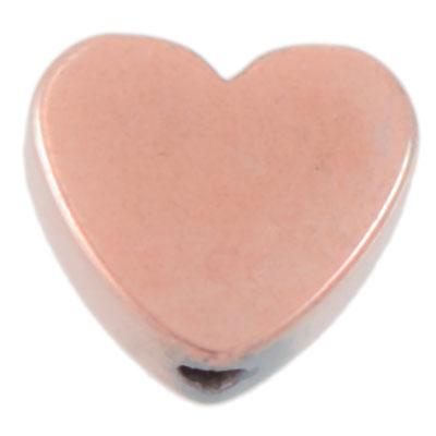 Strand of hematite beads, heart, 6 x 6 mm, rose-gold plated, length approx. 39 cm 