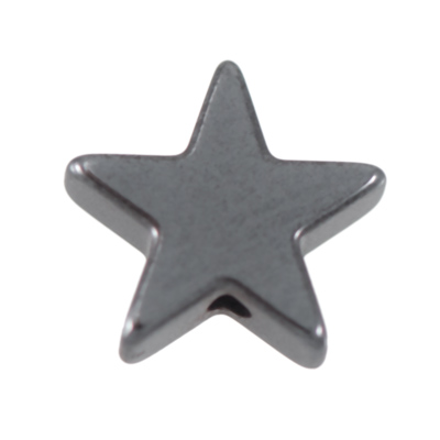 Strand of hematite beads, star, 8 x 8 mm, black, length approx. 39 cm 