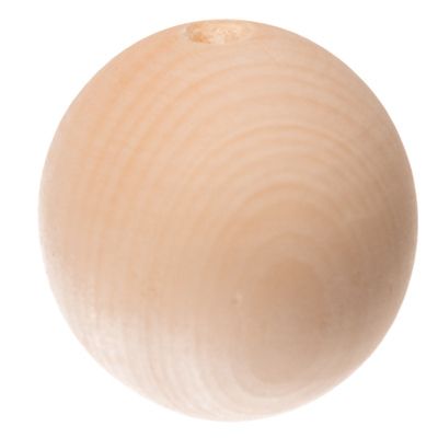 Perle en bois, boule, 30 mm, couleur naturelle 