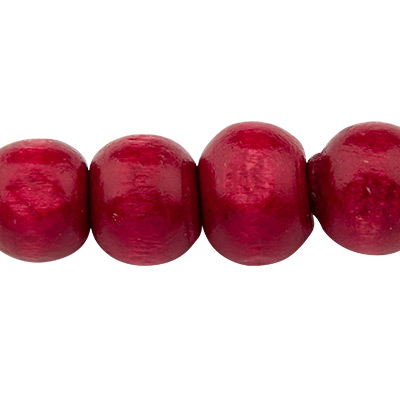 Perle en bois, boule, laquée, rouge foncé, 8 x 7 mm, taille du trou 3 mm 