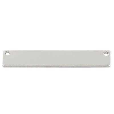 ImpressArt stamp blank rectangle with eyelet, aluminium, silver-coloured, 38 x 6.5 mm 