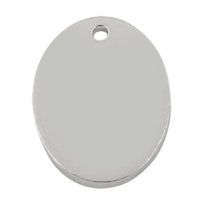ImpressArt stamp blank oval with eyelet, aluminium, silver-coloured, 18 x 13 mm 