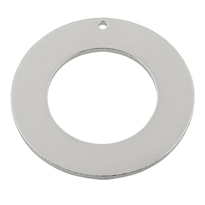 ImpressArt Tampon brut Pendentif rond avec oeillet, aluminium, argenté,32 mm 