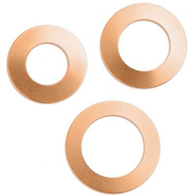 ImpressArt stamp blanks disc, copper, 3 pieces, 25.5 to 38 mm 