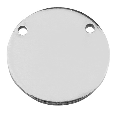 ImpressArt Tag Stamp Blank Pendant Circle with two eyelets, silver-coloured, 14.5 mm, Alkeme 