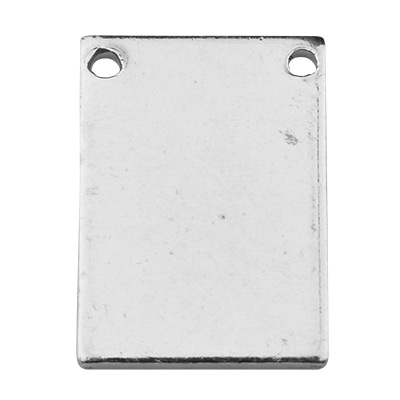 ImpressArt Tag stamp blank pendant rectangle with two eyelets, silver-coloured, 11 x 15.5 mm, aluminium 