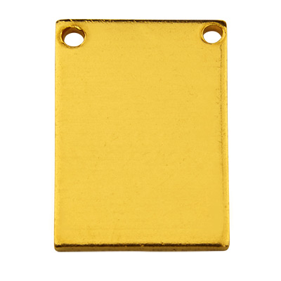 ImpressArt Tag stempel blanco hanger rechthoek met twee oogjes, goudkleurig, 11 x 15,5 mm, messing 