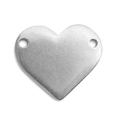 ImpressArt Tag Stamp Blank Pewter Heart 24 x 21 mm, silver coloured, package with 2 pieces 
