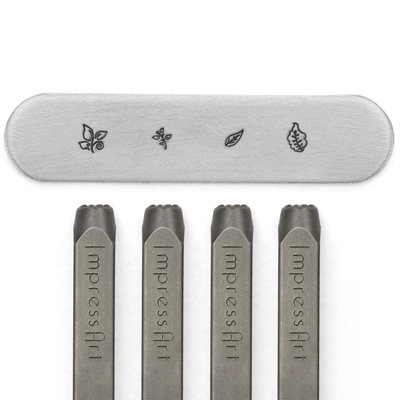 ImpressArt Design Stempels, 6 mm, motief bladeren, stempelpakket 4 stuks 