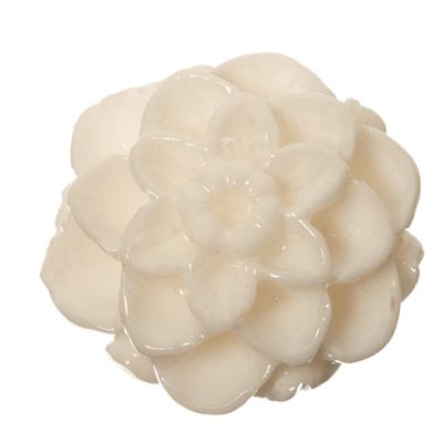 Cabochon en plastique Dahlia, 10 x 6 mm, blanc polaire 