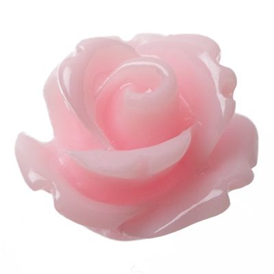 Plastic cabochon rose, 10 x 6 mm, pink 