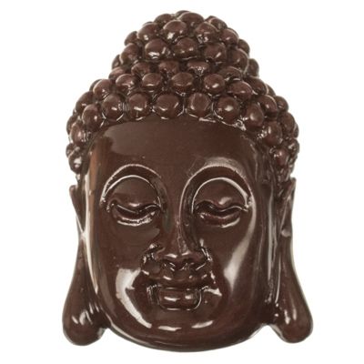 Bead Buddha Head, 27 x 18 mm, Synthetic Coral, brown 