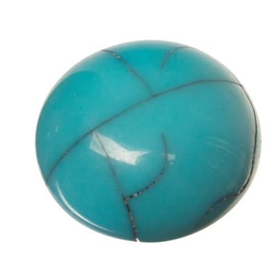 Cabochon made of synthetic resin, turquoise effect , round, diameter 12 mm, turquoise blue 
