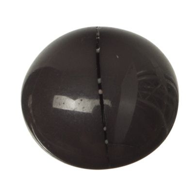 Cabochon made of synthetic resin, turquoise effect , round, diameter 12 mm, black 