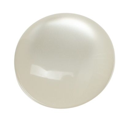 Cabochon made of synthetic resin, cat-eye effect , round, diameter 12 mm, white 