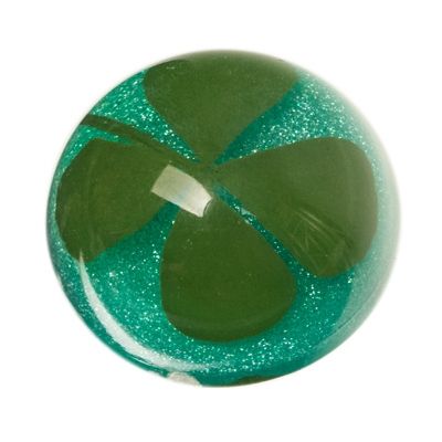 Cabochon with dried flower lucky clover, round, diameter 12 mm, blue 
