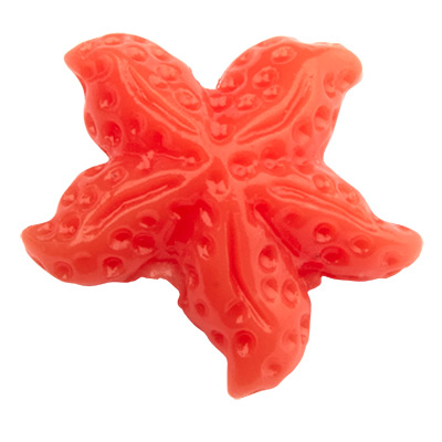 Resin bead starfish, colour: Coral, 10.5 x 10.5 mm 