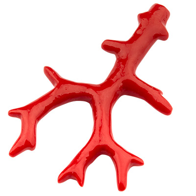 Pendentif en résine branche de corail, rouge, 59,5 x 37,5 mm 