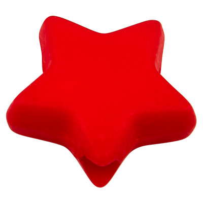 Perle plastique étoile, rouge, 9,5 x 9,5 x 3,5 mm, perçage : 0,5 mm 