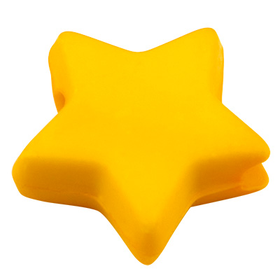 Kunststof kraal ster, geel, 9,5 x 9,5 x 3,5 mm, gat: 0,5 mm 