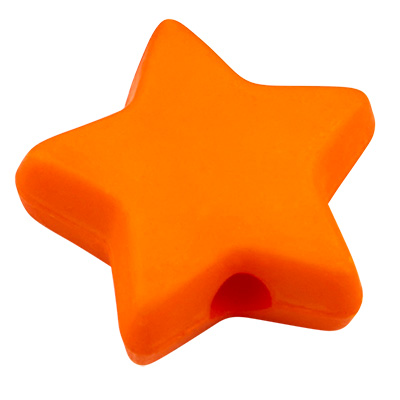 Kunststof kraal ster, oranje, 9,5 x 9,5 x 3,5 mm, gat: 0,5 mm 