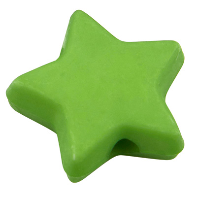 Plastic bead star, light green, 9.5 x 9.5 x 3.5 mm, hole: 0.5 mm 