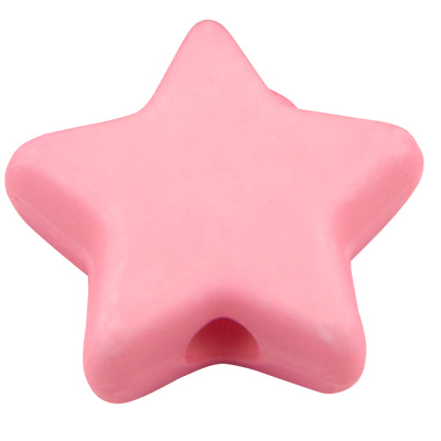 Kunststof kraal ster, roze, 9,5 x 9,5 x 3,5 mm, gat: 0,5 mm 