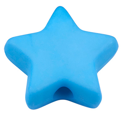 Plastic bead star, blue, 9.5 x 9.5 x 3.5 mm, hole: 0.5 mm 