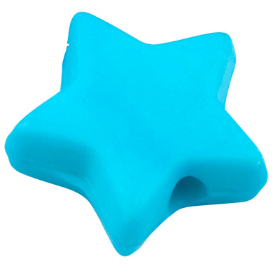 Perle plastique étoile, bleu clair, 9,5 x 9,5 x 3,5 mm, perçage : 0,5 mm 