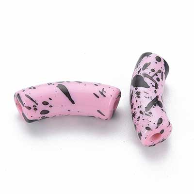Acryl Perle Tube, Form: Gebogene Röhre, Größe ca. 35 x 11 mm, Farbe: Pearl Pink, Effekt: Graffitti 