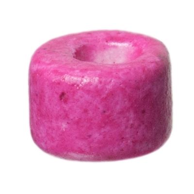 Keramische kraal spacer, ca. 7 x 4 mm, roze 