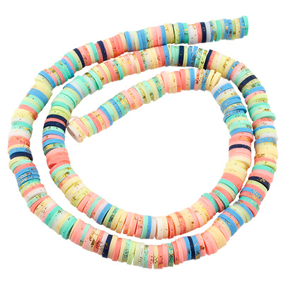 Katsuki Perlen, Durchmesser 6 mm, Farbe Multicolor 3, Form Scheibe , Menge ein Strang (ca. 380 - 400 Scheiben) 
