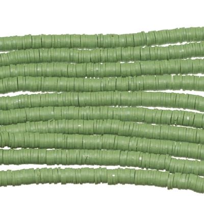 Katsuki beads, diameter 4 mm, colour olive green, shape disc, quantity one strand 