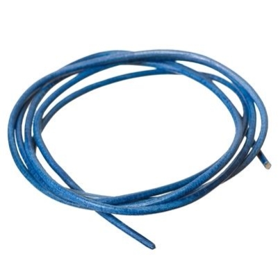 Leather strap, 2 mm, length 1 m, medium blue 