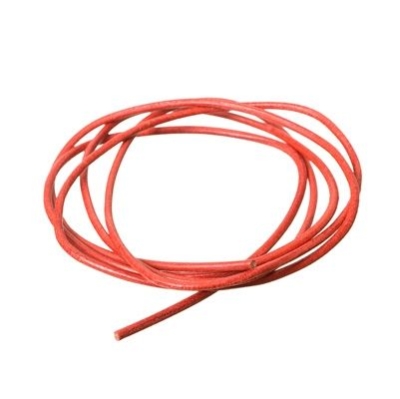 Lederen band, 2 mm, lengte 1 m, rood 