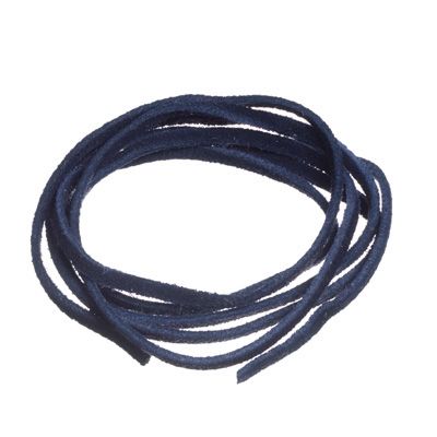 Ruban en cuir velours, 2 x 2,8 mm, longueur environ 1 m, bleu 